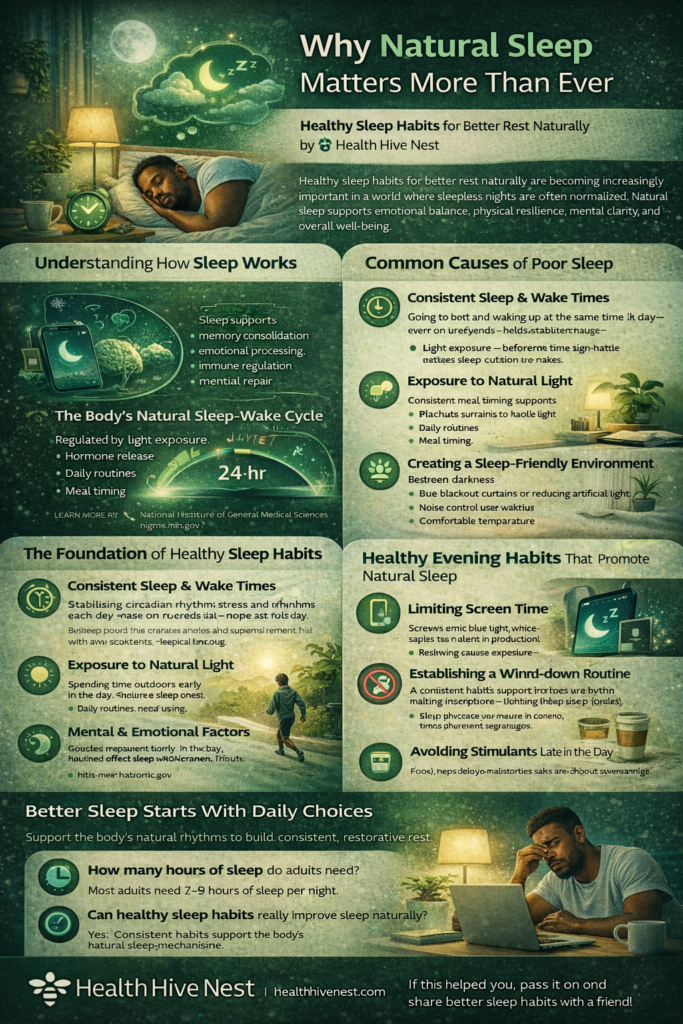 Healthy Sleep Habits for Better Rest Naturally By Healthy Hive Nest Infographics