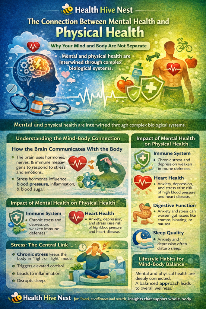 he Connection Between Mental Health and Physical Health By Health Hive Nest Infographics